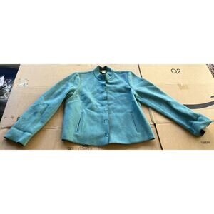 Sigrid Olsen Blue Green Gray Wool Jacket Coat, Large Winter Coat,‎ Vtg Outerwear